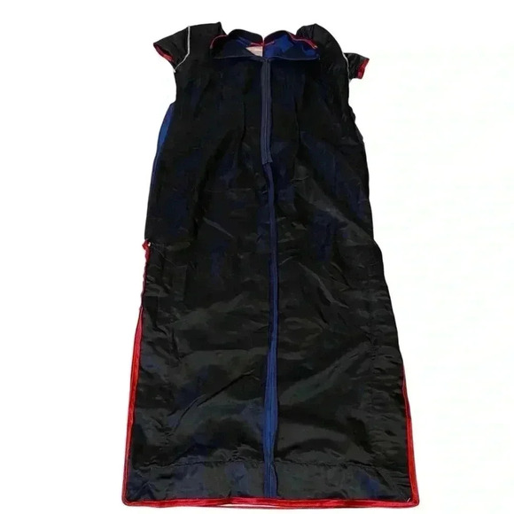 Asian-style Women's Evening Party Dress Back Zip Floral-Ivy Print Sapphire Blue - Picture 11 of 16